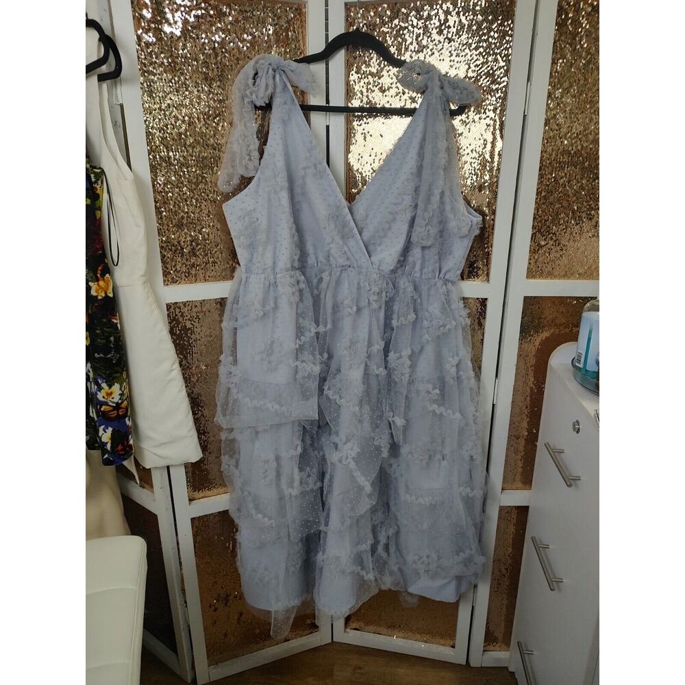 Arula Tulle Tiered Dress Light Lavender Bows Shoulder 1XL